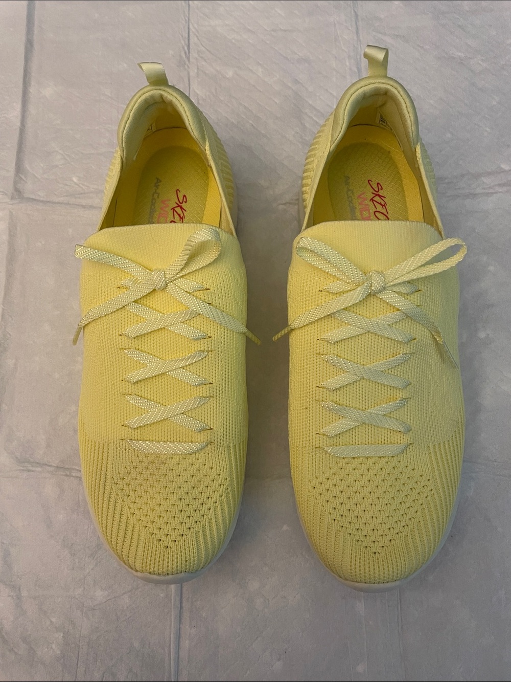 Skechers Lemon Yellow Knit Slip-On Sneakers